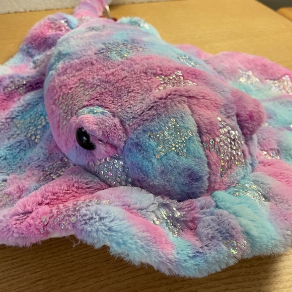 Adventure Planet Stingray Plush Pastel Silver Sparkle Stars 20" Stuffed Animal - Picture 1 of 9
